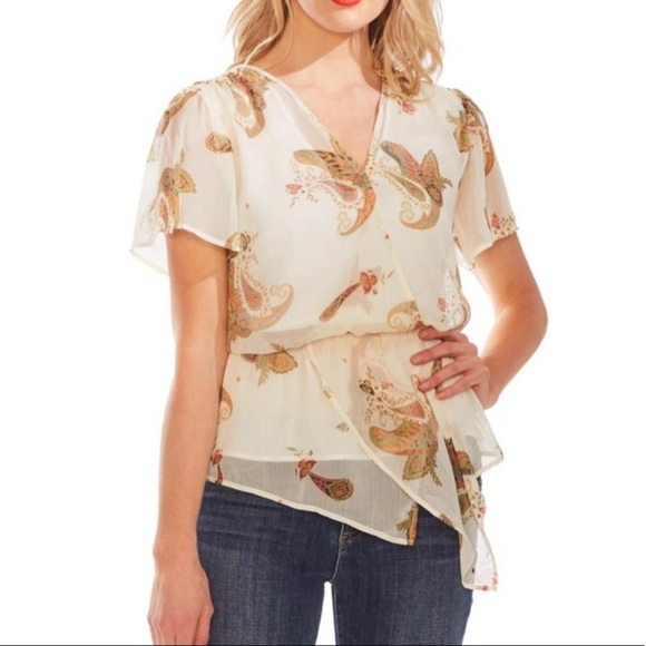 Vince Camuto women’s Blouse/Top Paisley Floral Print Sheer Size S. - Picture 1 of 11